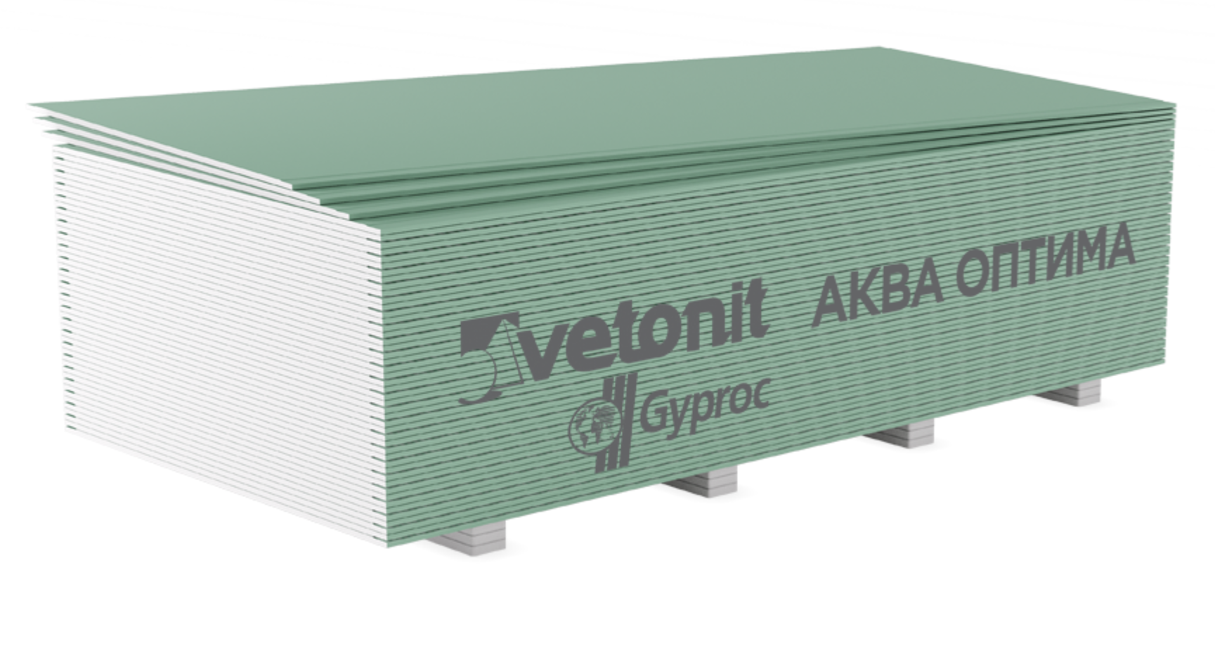 картинка Гипсокартон Vetonit Аква Оптима 3000х1200х12,5мм влагостойкий 3м (50шт/под)  от базы строительно-отделочных материалов