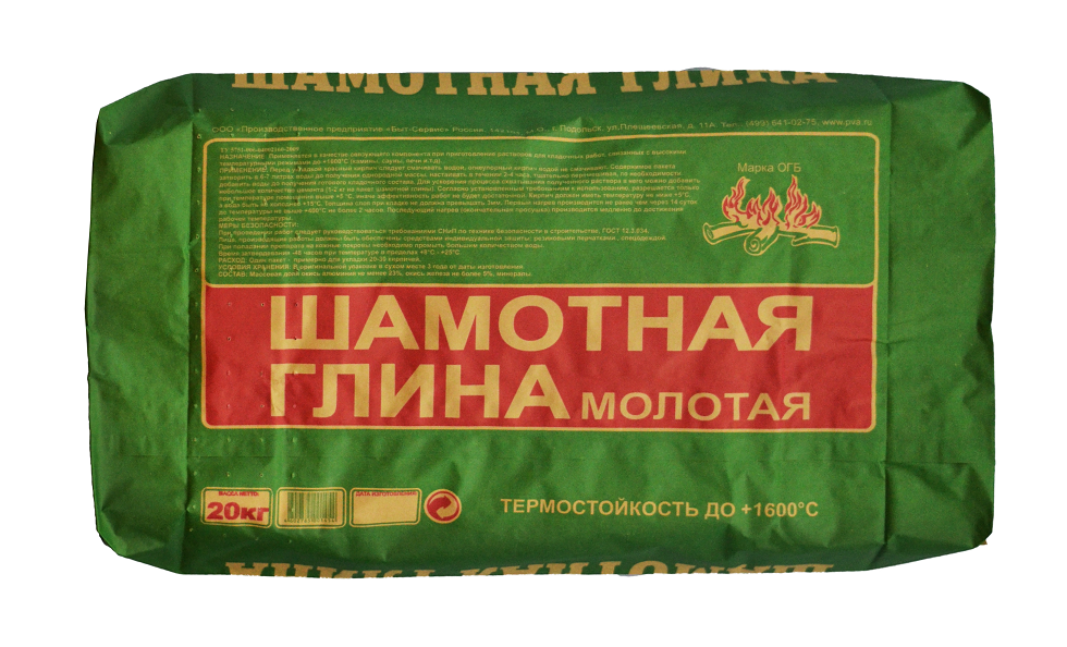 картинка Шамотная глина 20кг. от базы строительно-отделочных материалов