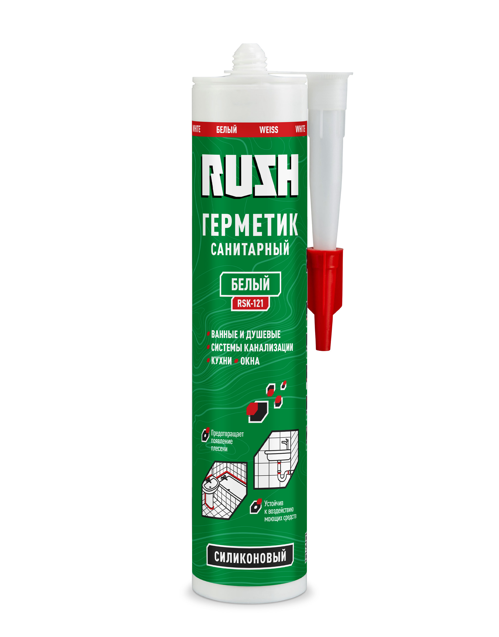 картинка Герметик RUSH силиконовый санитарный прозрачный 240мл от базы строительно-отделочных материалов